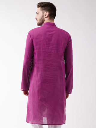 SHVAAS by VASTRAMAY Men's Purple Cotton Handloom Kurta