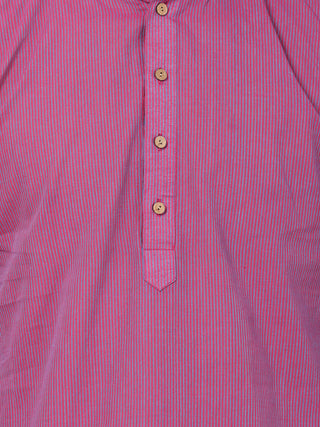SHVAAS by VASTRAMAY Men's Purple Cotton Handloom Kurta With Pyjama Set
