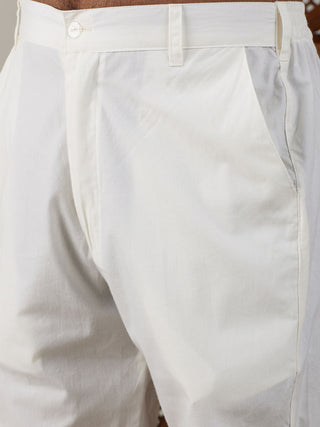 Vastramay Men's Coffee Cotton Cool Dyable Kurta with Cream Pant Set