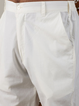 Vastramay Men's Mustard Cotton Cool Dyable Kurta with Cream Pant Set