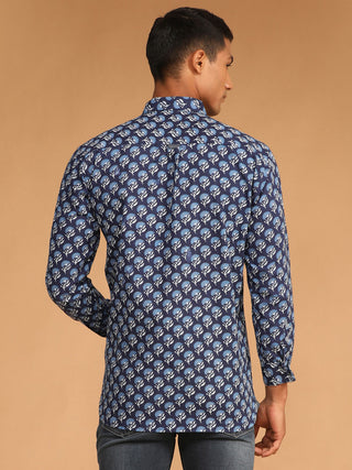 SHVAAS BY VASTRAMAY Men's Blue Printed Shirt