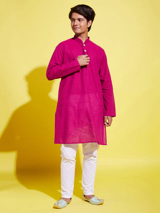 YUVA BY VASTRAMAY Boy's Purple Cotton Kurta and Pyjama Set