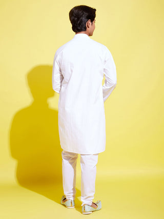 YUVA BY VASTRAMAY Boys' White Cotton Kurta and Pyjama Set