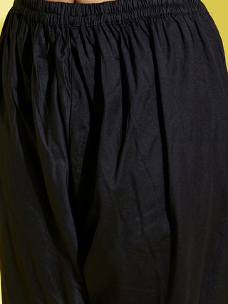 YUVA BY VASTRAMAY Girl's Black Mirror Kurta Pyjama Set