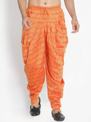 VASTRAMAY Men's Orange Cotton Blend Dhoti